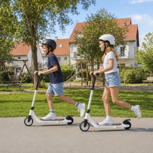 Elektromos roller, elektromos roller, 6 km hatótávolság, 6 éves kortól, acélváz, fekete-fehér, 76 x 53 x 95 cm