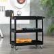 3 szintes szerszámos kocsi, 4 kerék, acél, 83Sz x 35,3M x 76M cm, fekete