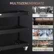 3 szintes szerszámos kocsi, 4 kerék, acél, 83Sz x 35,3M x 76M cm, fekete