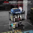 Szerszámos kocsi, összecsukható, 3 szintes szerszámos kocsi, műanyag, acél, fekete
