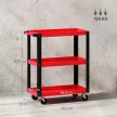 3 szintes szerszámos kocsi, fém váz, 120 kg teherbírás, kerekek, fogantyú, piros