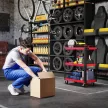 3 szintes szerszámos kocsi, fém váz, 120 kg teherbírás, kerekek, fogantyú, piros