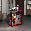 3 szintes szerszámos kocsi, fém váz, 120 kg teherbírás, kerekek, fogantyú, piros