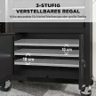 Szerszámos szekrény/szerszámosláda kerekeken lyukacsos táblával, 3 fiókkal garázsba és műhelybe, fekete