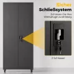 Zárható fém irattartó szekrény görgőkkel, 5 állítható polccal, acélból, 80 x 40 x 180 cm, fekete