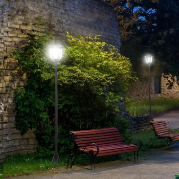   Napelemes LED kerti lámpa, műanyag lámpa, kültéri lámpa beltéri és kültéri használatra, 177 cm magas, kerti lámpa, 30/60 lumen, kertbe, erkélyre, dekorációhoz, fekete