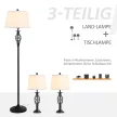 3 darabos lámpaszett: 2 asztali lámpa (ø38 x 158 M cm) + 1 állólámpa (ø30 x 62 M cm), vintage állólámpa lábkapcsolóval, olvasólámpa nappaliba, hálószobába, fém, fekete-fehér