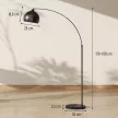 Bogenleuchte, Stehlampe, höhenverstellbar, Fußschalter, Sockel in Marmoroptik, 170-180cm, Schwarz