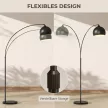 Bogenleuchte, Stehlampe, höhenverstellbar, Fußschalter, Sockel in Marmoroptik, 170-180cm, Schwarz