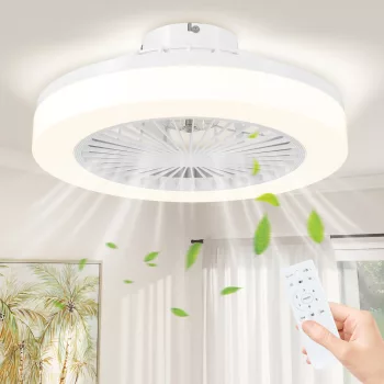    Deckenventilator mit LED-Lampe, 6 Geschwindigkeiten, Fernbedienung, Weiß