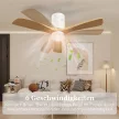 Mennyezeti ventilátor LED lámpával, 6 sebességfokozat, távirányító, világosbarna