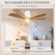 Mennyezeti ventilátor LED lámpával, 6 sebességfokozat, távirányító, világosbarna
