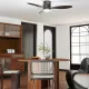 Mennyezeti ventilátor lámpával és távirányítóval, 3 fényszín, 6 sebesség, állítható fényerő, fekete