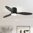 Mennyezeti ventilátor lámpával és távirányítóval, 3 fényszín, 6 sebesség, állítható fényerő, fekete