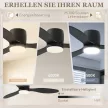 Mennyezeti ventilátor lámpával és távirányítóval, 3 fényszín, 6 sebesség, állítható fényerő, fekete