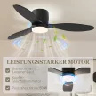 Mennyezeti ventilátor lámpával és távirányítóval, 3 fényszín, 6 sebesség, állítható fényerő, fekete