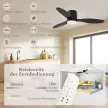 Mennyezeti ventilátor lámpával és távirányítóval, 3 fényszín, 6 sebesség, állítható fényerő, fekete