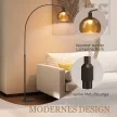  Stehlampe, gebogener Kopf, Fußschalter, Marmorsockel, Kunststoffschirm, Grau