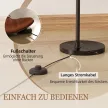 Stehlampe, gebogener Kopf, Fußschalter, Marmorsockel, Kunststoffschirm, Grau