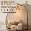  Stehlampe, gebogener Kopf, Fußschalter, Marmorsockel, Kunststoffschirm, Grau