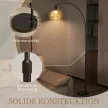  Stehlampe, gebogener Kopf, Fußschalter, Marmorsockel, Kunststoffschirm, Grau