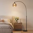  Stehlampe, gebogener Kopf, Fußschalter, Marmorsockel, Kunststoffschirm, Grau