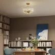 Mennyezeti lámpa, csillár dizájn, kristályernyő, 3 izzó, fém, arany színű