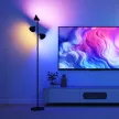 Szabályozható fényerejű állólámpa olvasólámpával, RGB színváltós állólámpa távirányítóval, érintésvezérléssel, 3 forgó fejjel, fekete
