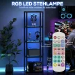 RGB állólámpa üvegpolcokkal, 4-szintes LED állólámpa távirányítóval, zeneszinkronizációval, fekete