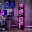 RGB állólámpa üvegpolcokkal, 4-szintes LED állólámpa távirányítóval, zeneszinkronizációval, fekete