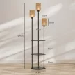  Stehlampe Boho 3-flammig Stehleuchte 3 Ablagen Papierseil-Lampenschirm Schwarz