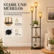  Stehlampe Boho 3-flammig Stehleuchte 3 Ablagen Papierseil-Lampenschirm Schwarz