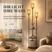  Stehlampe Boho 3-flammig Stehleuchte 3 Ablagen Papierseil-Lampenschirm Schwarz