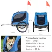 Kerékpár utánfutó 20 kg-ig, univerzális csatlakozóval, biztonsági horgony, fényvisszaverő, acél, kék+fekete
