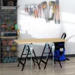 2 x Állványbak, összecsukható bak, magassága állítható 200 kg-ig, acél, fekete, 68 x 58 x 80-130 cm