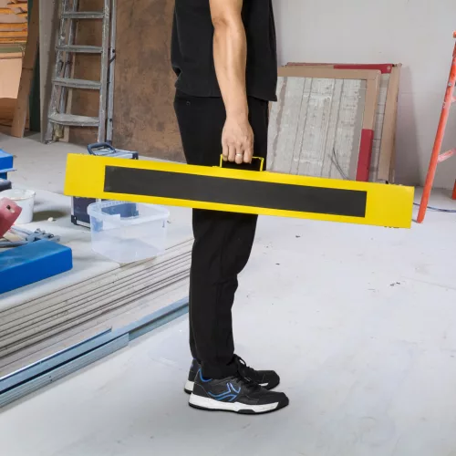 2 darabos fűrészbakkészlet, munkabakok, összecsukható, csúszásmentes, acél, sárga/fekete, 100 x 49 x 62-90 cm, teherbírás 100 kg