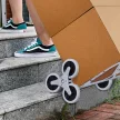 Összecsukható lépcsőmászó 6 kerékkel, rögzítőpánttal, automatikus összecsukási funkcióval, ezüst + fekete