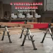 2 darabos összecsukható fűrészbak készlet, teherbírás akár 1160 kg, 7 irányban állítható magasság (64-81 cm), fém állványbak fogantyúval, piros