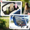 Összecsukható kutyakocsi/buggy kistestű kutyáknak, 10 kg-ig, tárolókosárral, párnával, hálós ablakokkal, 77x44x102cm, kék