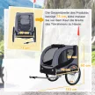  Hundeanhänger Fahrradanhänger bis 20kg klappbar mit Universalkupplung Reflektoren Flagge lagerbar Stahl+Polyster Grau+Schwarz 130 x 73 x 90cm