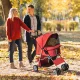 Kutyakocsi/kutyakocsi 10 kg-ig, összecsukható, pohártartóval és napellenzővel, piros