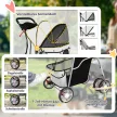  Hundewagen Faltbar Hundebuggy mit Reflektorstreif Aufbewahrungskorb Kissen für kleine Hunde bis 10 kg 77x44x102 cm Grau
