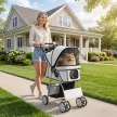  Hundewagen Faltbar Hundebuggy mit Reflektorstreif Aufbewahrungskorb Kissen für kleine Hunde bis 10 kg 77x44x102 cm Grau