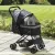  Hundewagen Hundebuggy klappbar, 1 Korb, 2 Bremsen, inkl. Sicherheitsleine, Schwarz