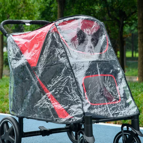 Kutyakocsi esővédője, esővédő kutyakocsikhoz hátsó bejárattal és tépőzáras rögzítéssel