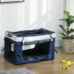 Kutyakocsi, kisállat szállító, kisállat szállító akár 10 kg-ig, összecsukható, állítható hordozópántok, kivehető kosár, 81 x 58 x 97,5 cm, fekete + kék + fehér