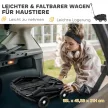 Kutyakocsi, összecsukható kutyakocsi kistestű kutyáknak, 4 kg-ig, összecsukható macskakocsi fogantyúval, mosható párna, biztonsági pórázok, tárolótáska, 4 kerék, fekete