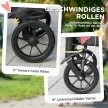 Kutyakocsi, összecsukható kutyakocsi közepes méretű kutyáknak, 4 kerékkel ellátott kisállat babakocsi, biztonsági pórázok, fékek, fekete