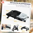 Kutyakocsi, összecsukható kutyakocsi közepes méretű kutyáknak, 4 kerékkel ellátott kisállat babakocsi, biztonsági pórázok, fékek, szürke