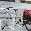 Összecsukható kutyaszállító utánfutó fényvisszaverőkkel, hálós ablakkal, kerekekkel, ajtóval, biztonsági zászlóval 20 kg-ig terjedő kutyáknak, 138x70x89 cm, piros
